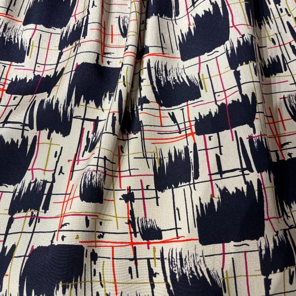 Anthropologie Navy Blue 100% Silk “Blurred Shapes Dress” by Burlapp Size 4 - Picture 6 of 8